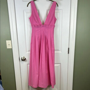 Seven Wonders pink sleeveless linen blend midi dress sz xs